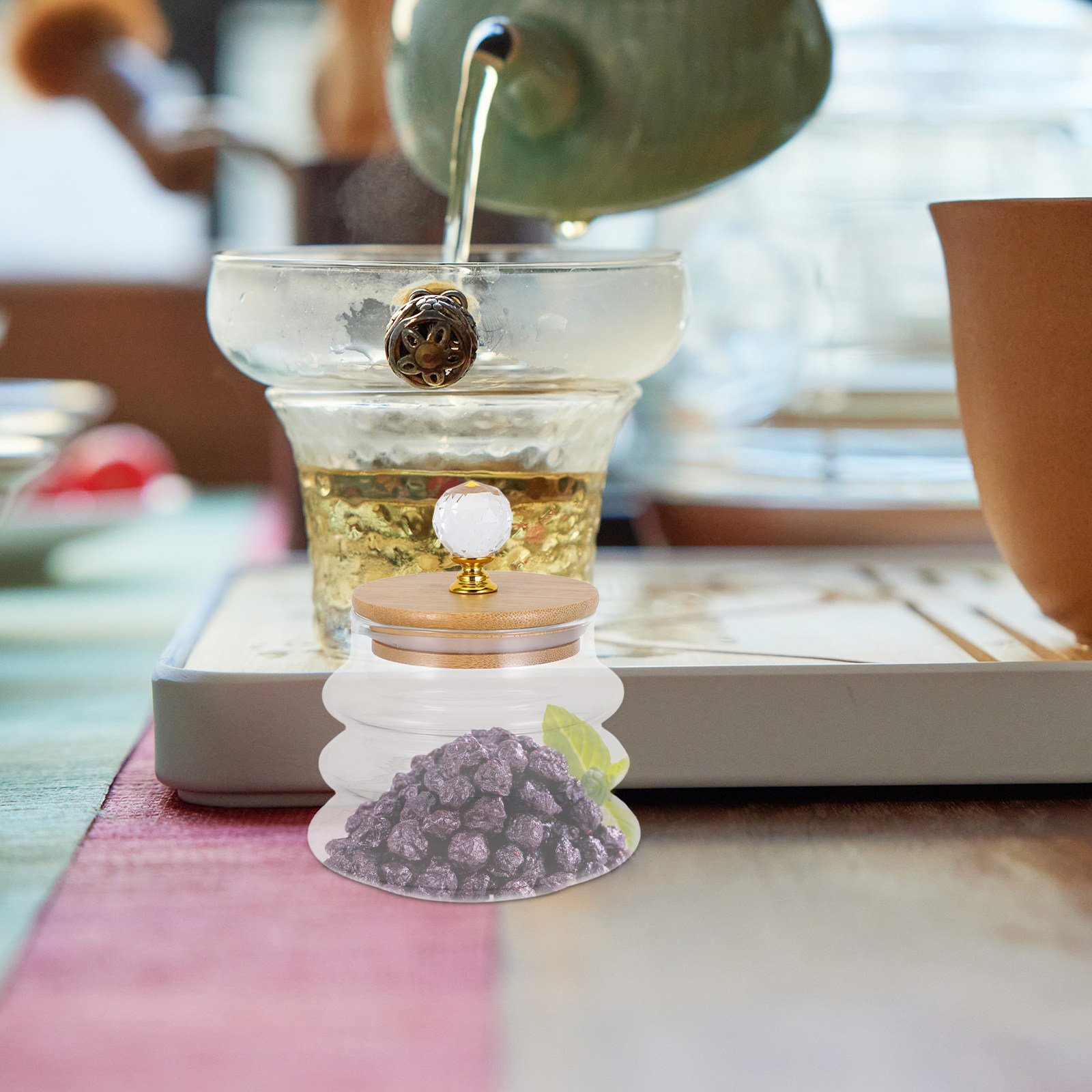 Coffee Tea And Bean Leaf - Doorzichtige glazen voorraadpot met luchtdichte deksel,