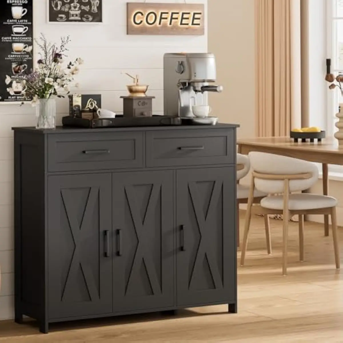 Coffee & Tea Haus - Koffiebar opbergkast met laden, keukenbuffetkast