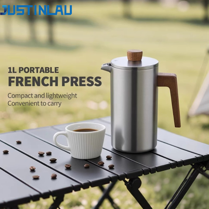 French Press Coffee & Tea - JUSTINLAU 1000ml RVS French Press Pot