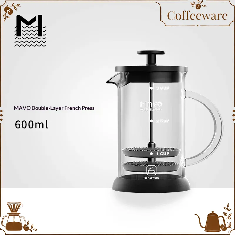 French Press Coffee & Tea - MAVO French Press Koffiezetapparaat Dubbel Mesh