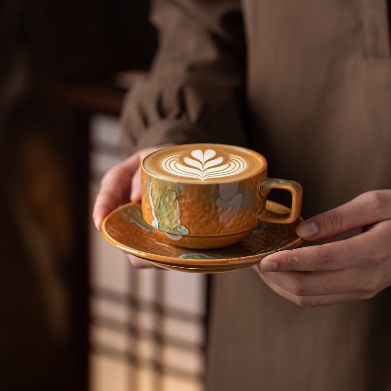 Coffee Tea Latte - Keramische koffiekop en schotelset met onregelmatige