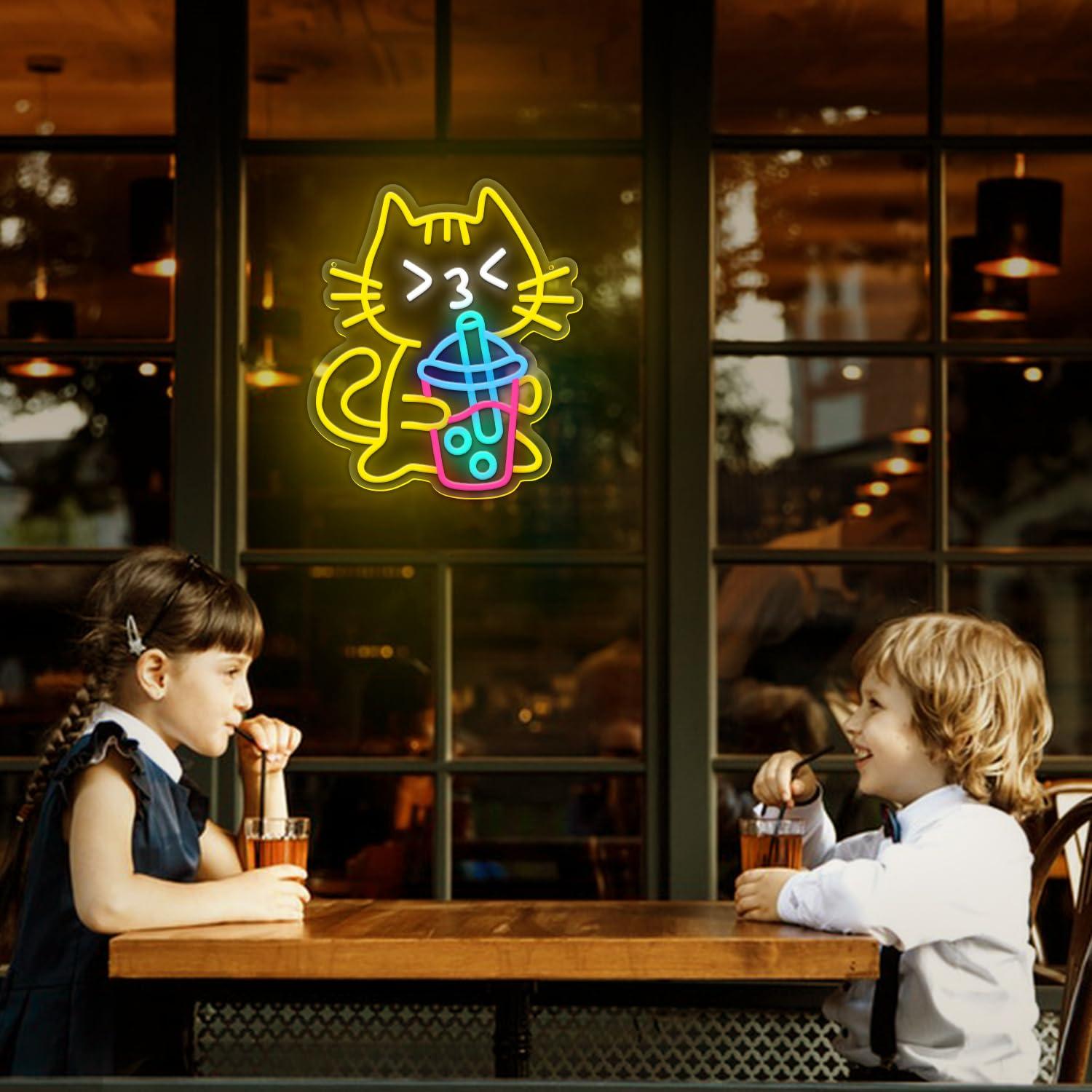 Katten Boba Thee Neonbord Scha - Coffee Tea Boba recensie en prijs